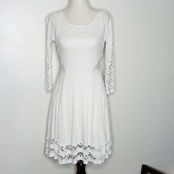 Free People To the Point Dress Snow Cut Out Lace White Seductive Bohemian Summer - Picture 6 of 16